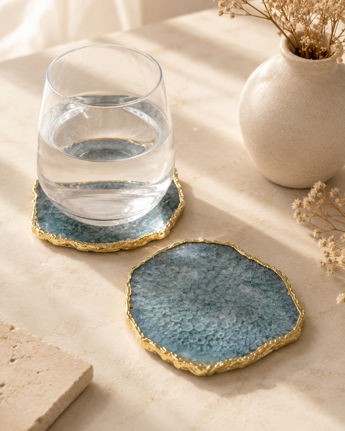 Aqua Blue Coaster Set