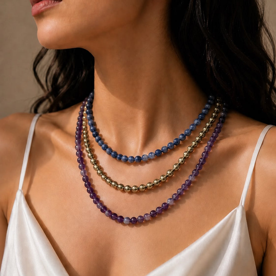 Layered Taasya gemstone necklaces