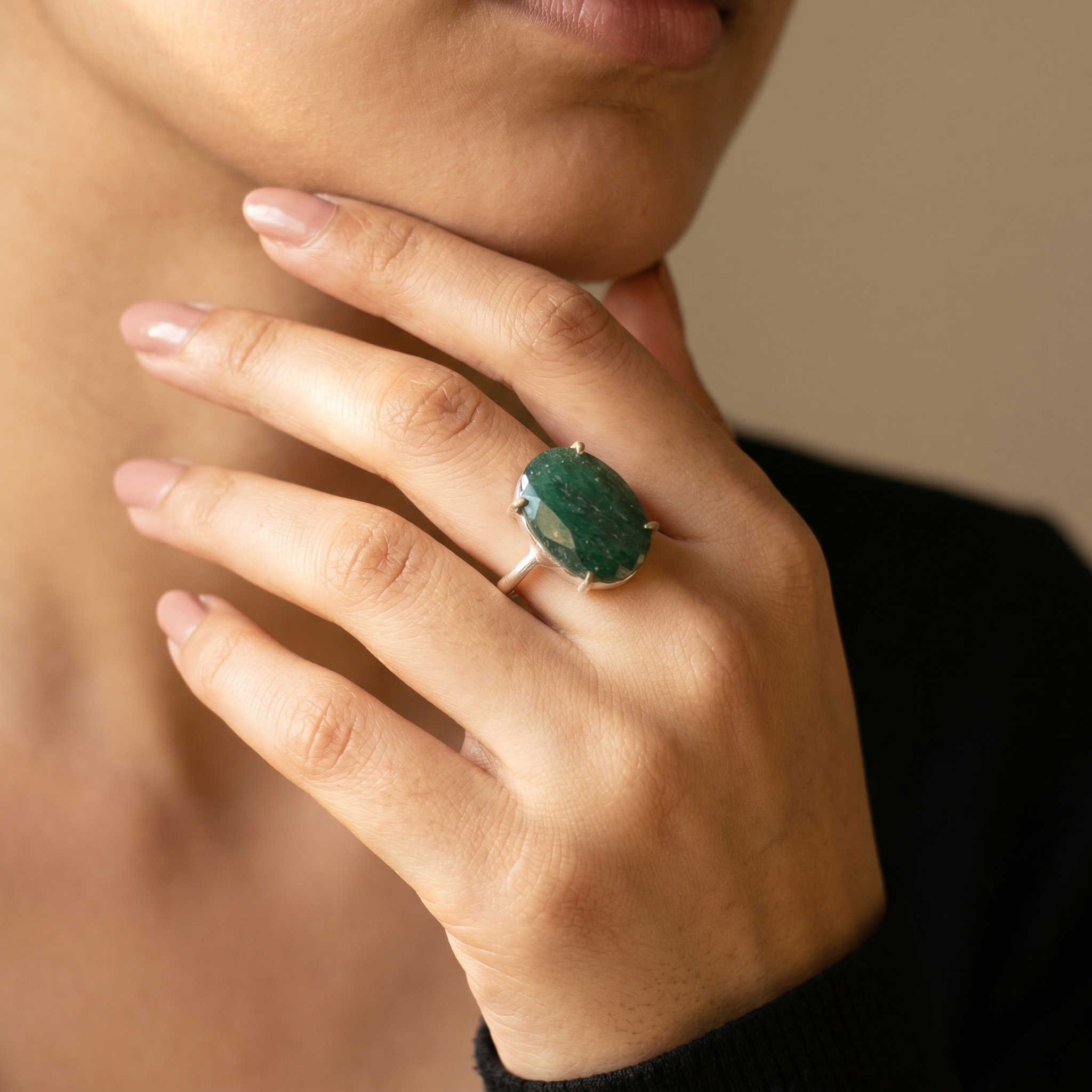 Natural Green Jade Ring