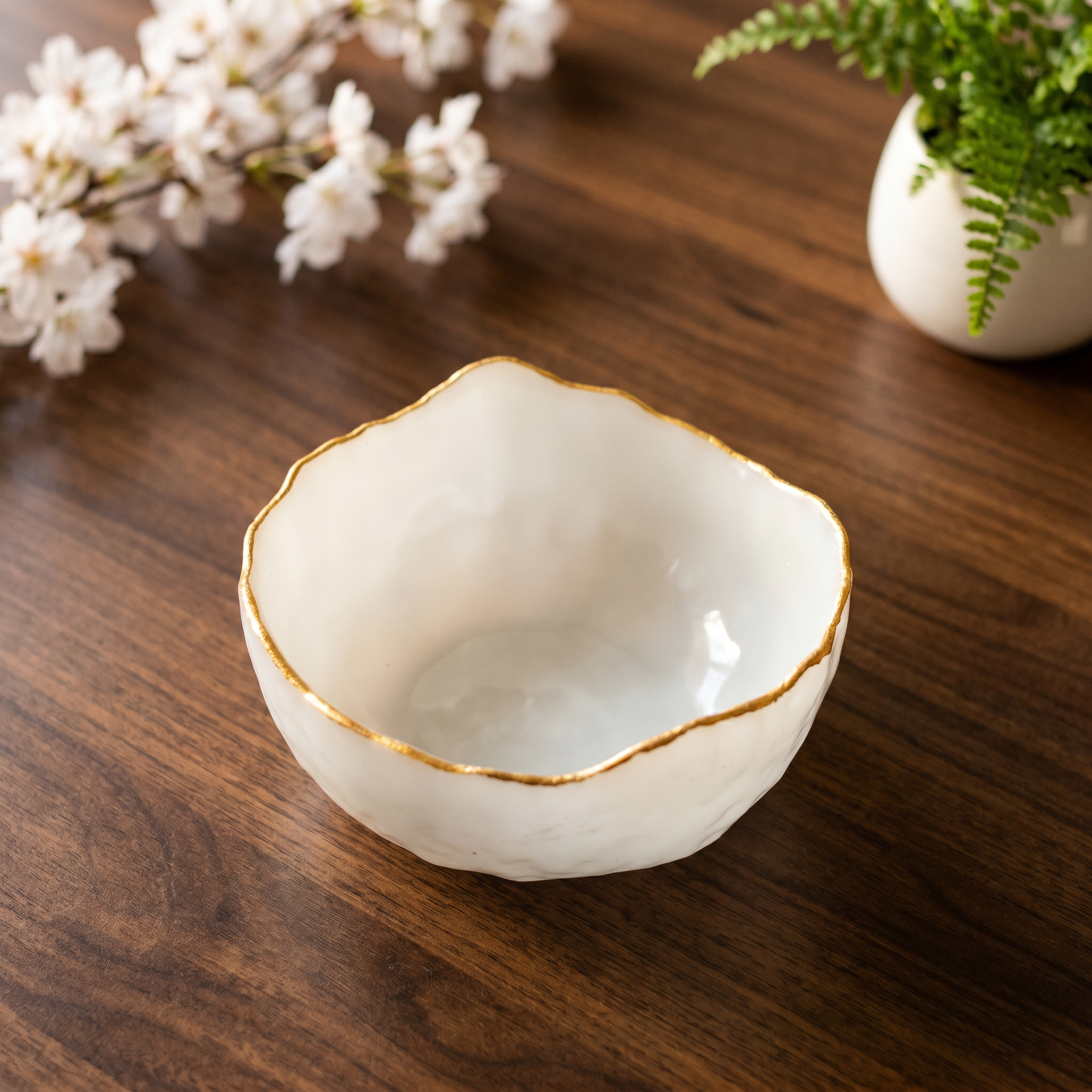 Gold-Rim Selenite Bowl