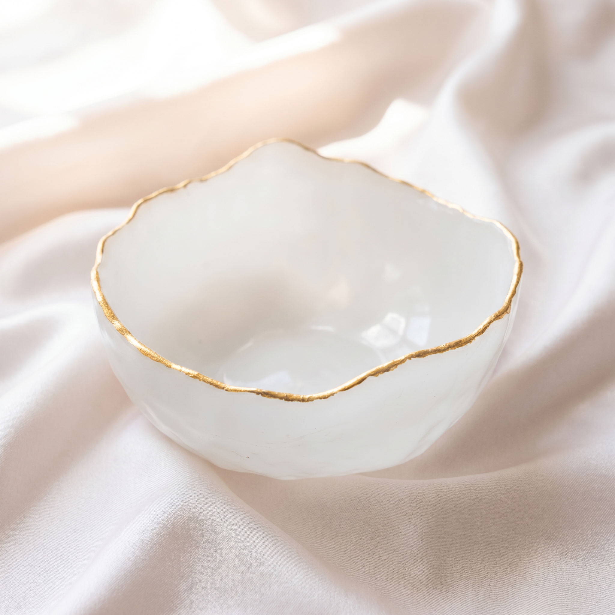 Gold-Rim Selenite Bowl