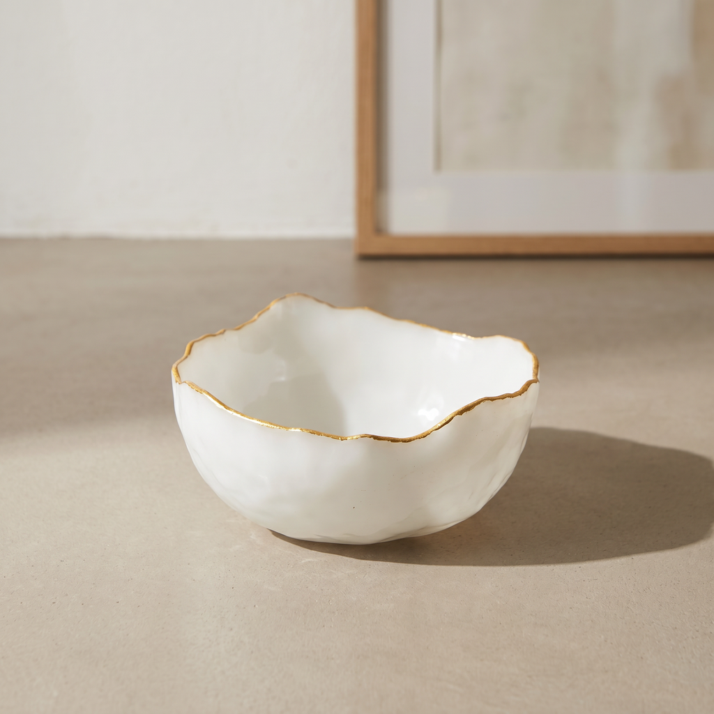 Gold-Rim Selenite Bowl