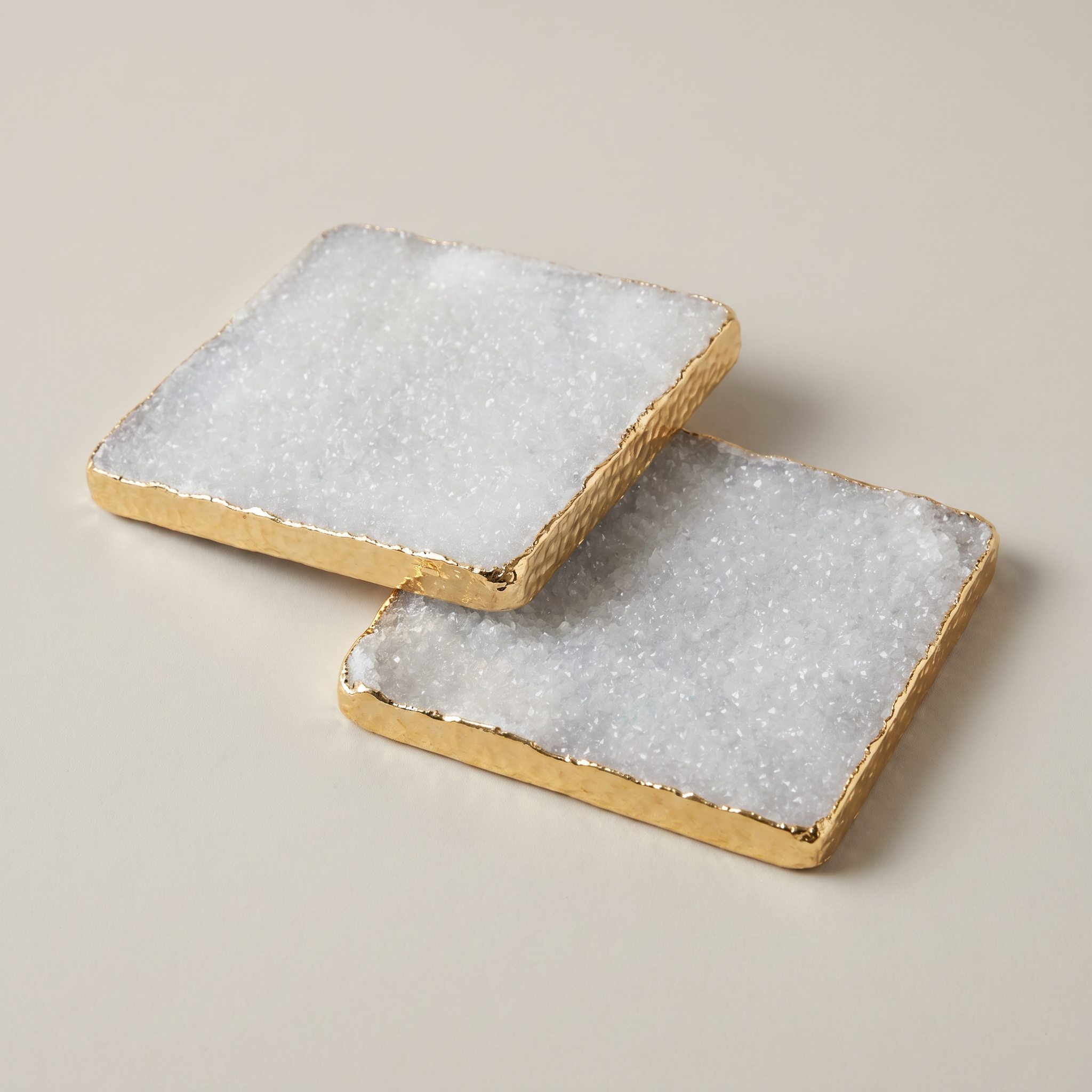 Clear Quartz Coaster Set