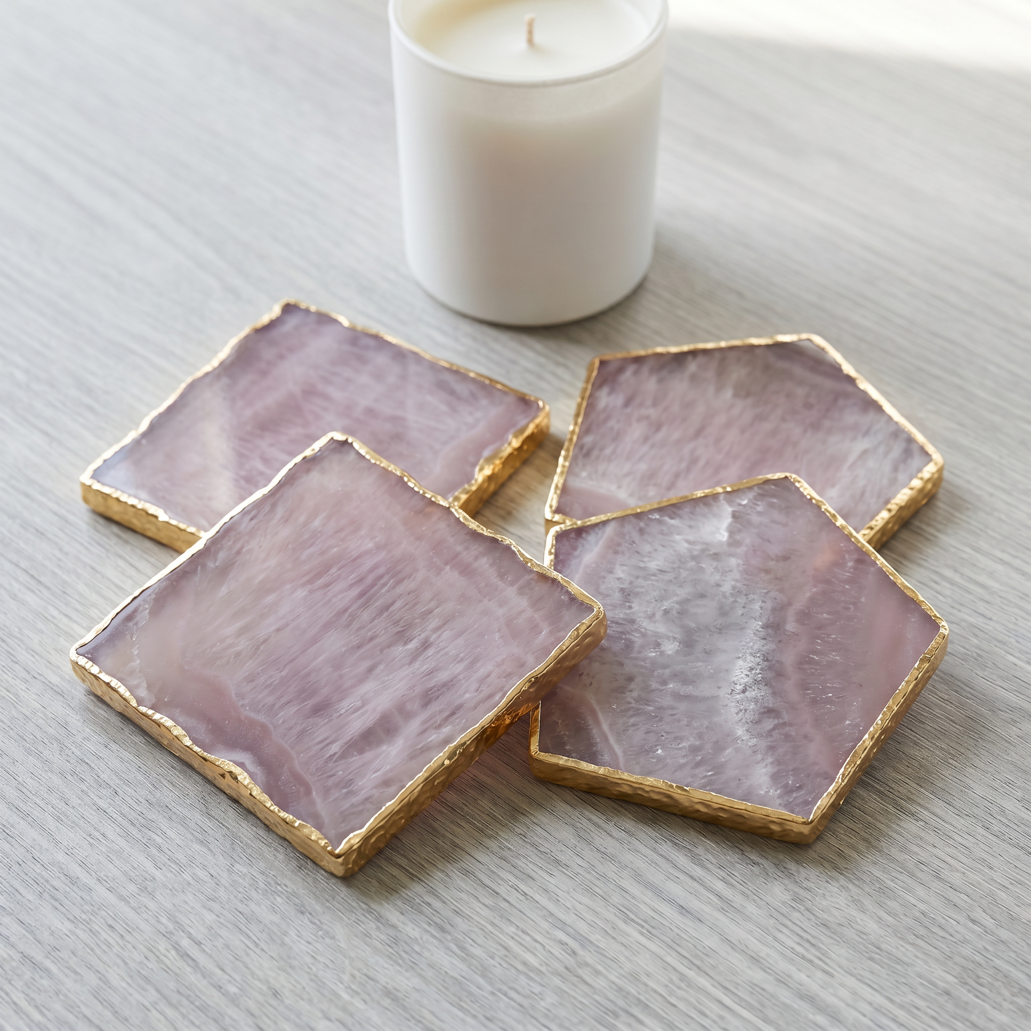 Rose Quartz Coaster Set
