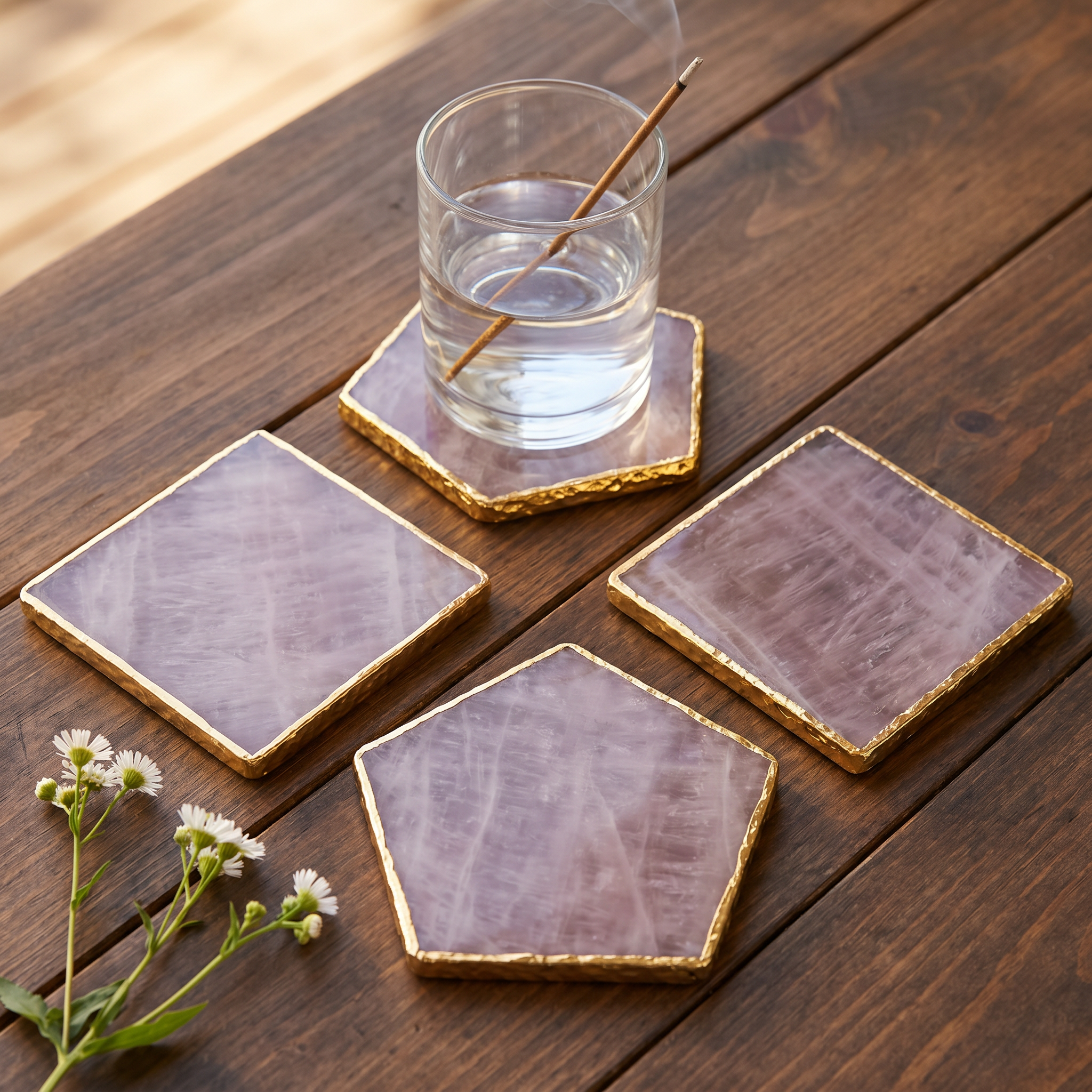 Rose Quartz Coaster Set