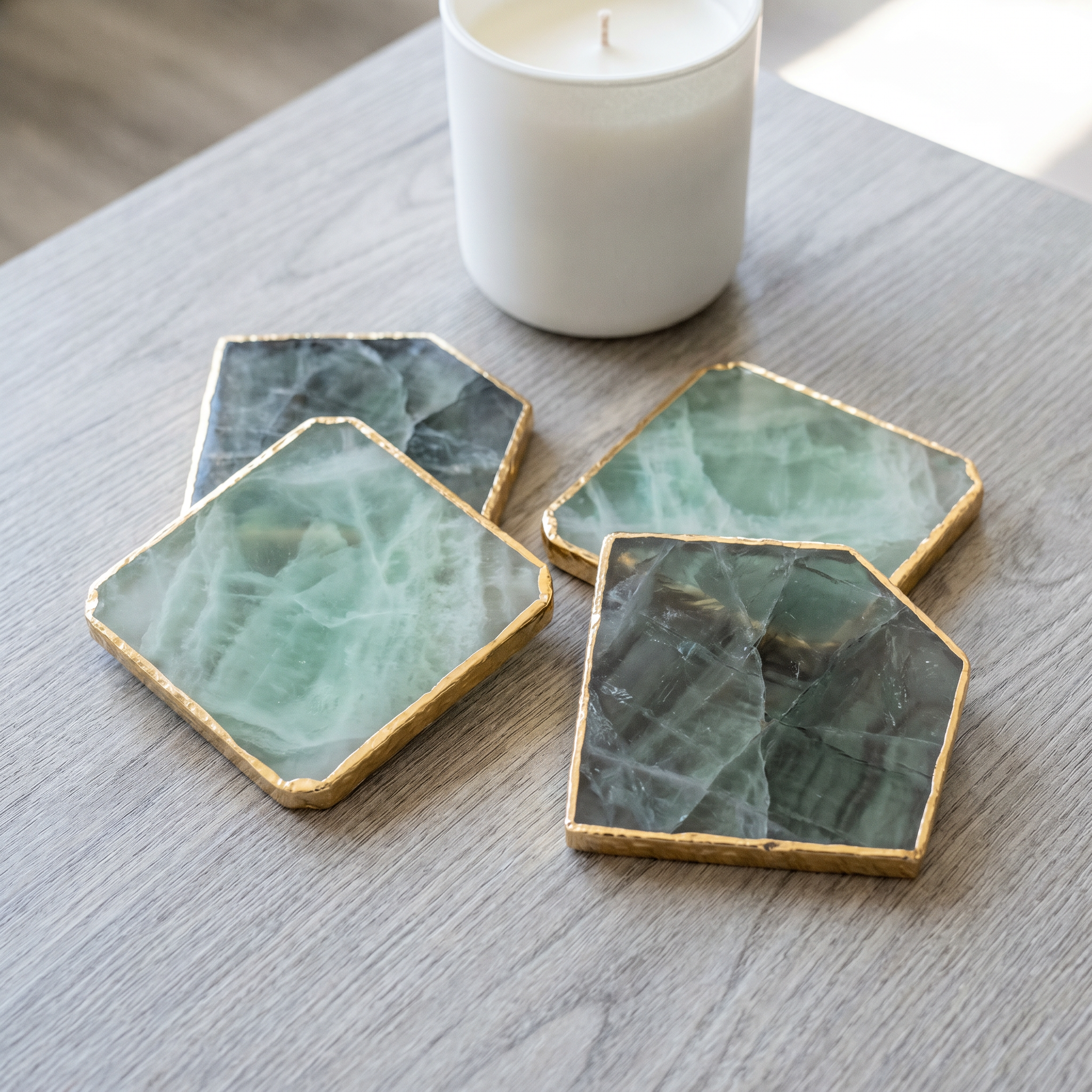 Green Aventurine Coaster Set