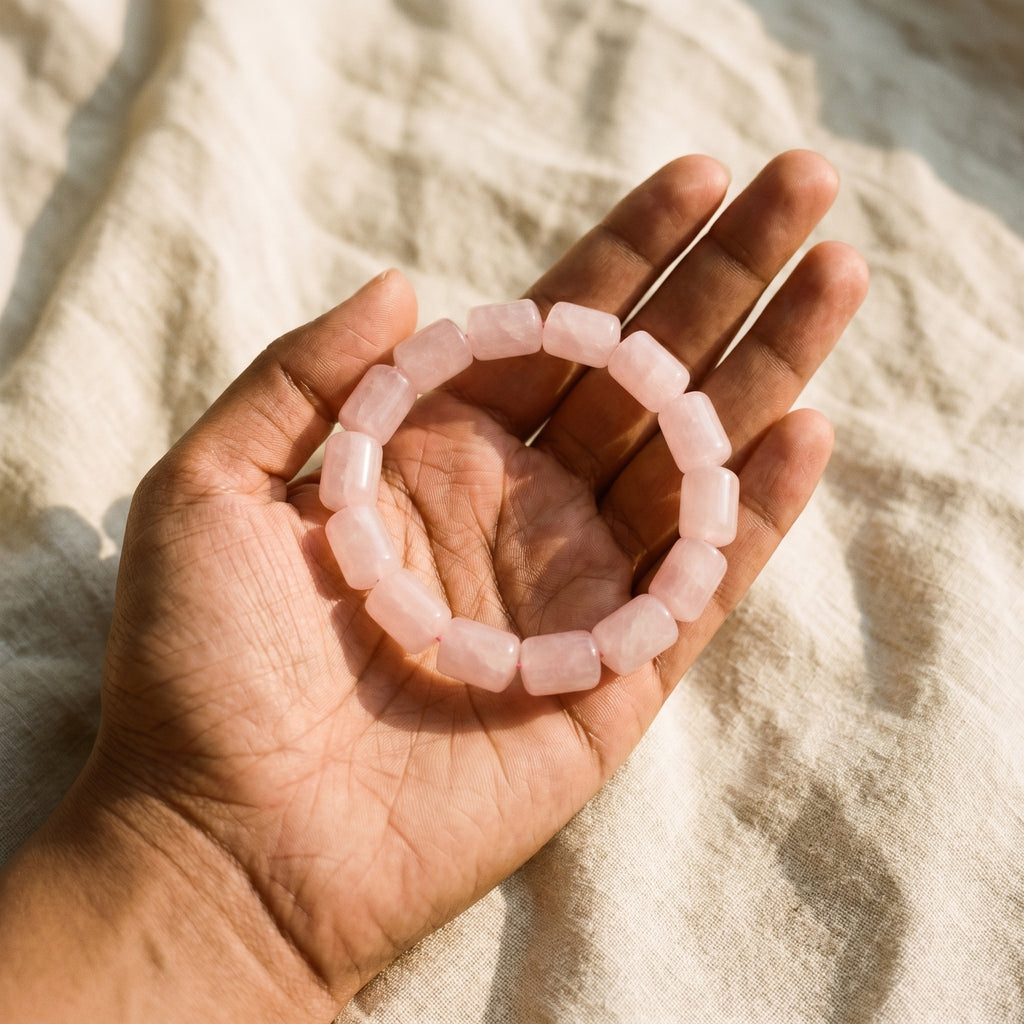 Rose Quartz Barrel Bracelet