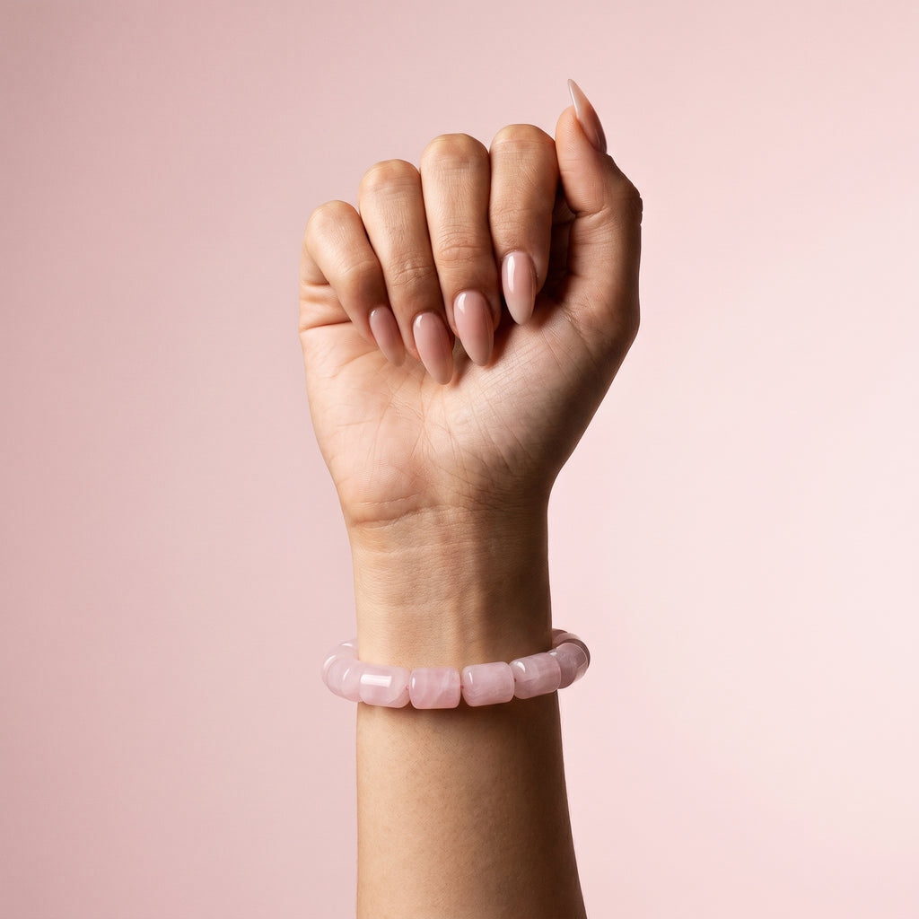 Rose Quartz Barrel Bracelet