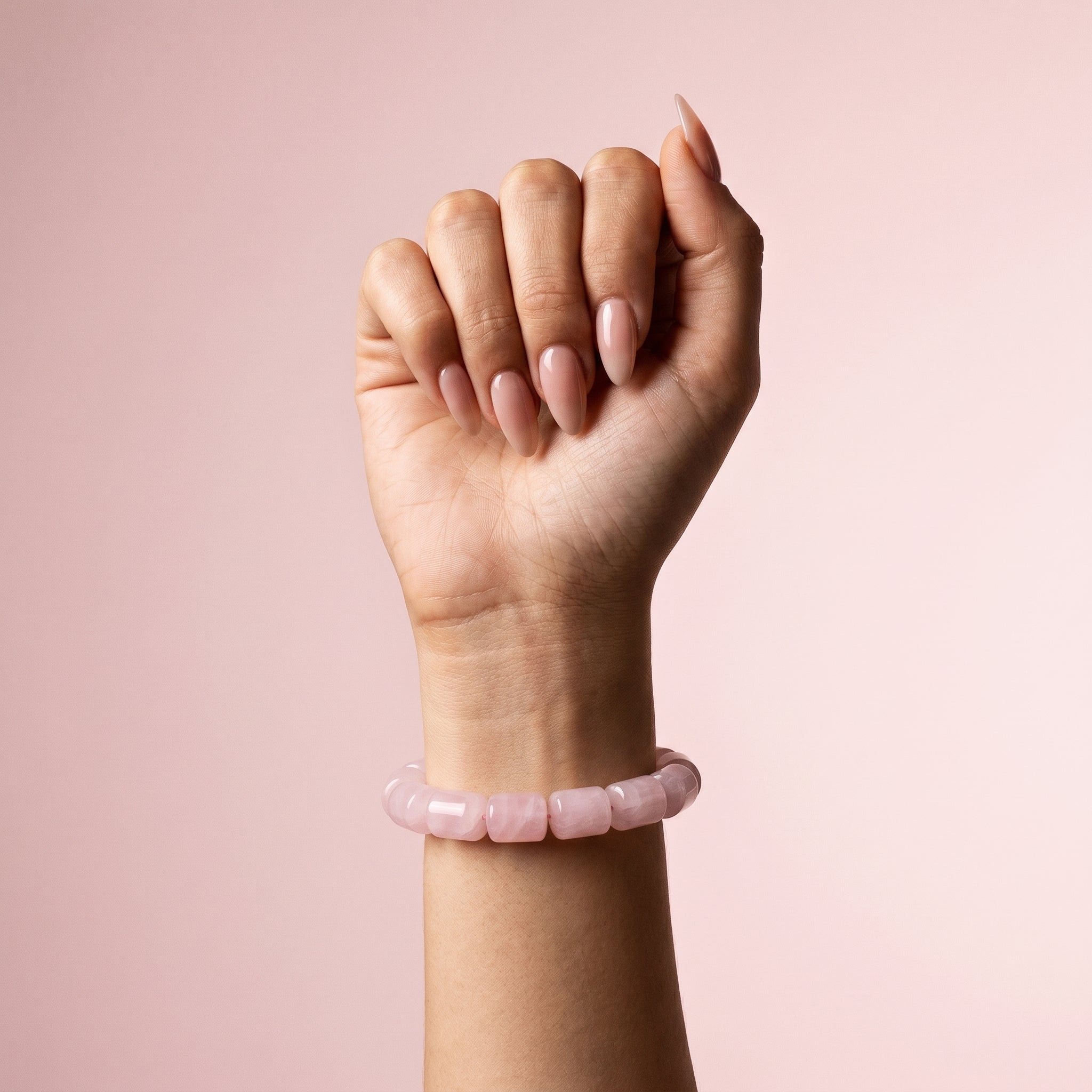 Rose Quartz Barrel Bracelet