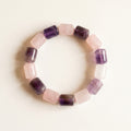 Rose Quartz + Amethyst Barrel Bracelet