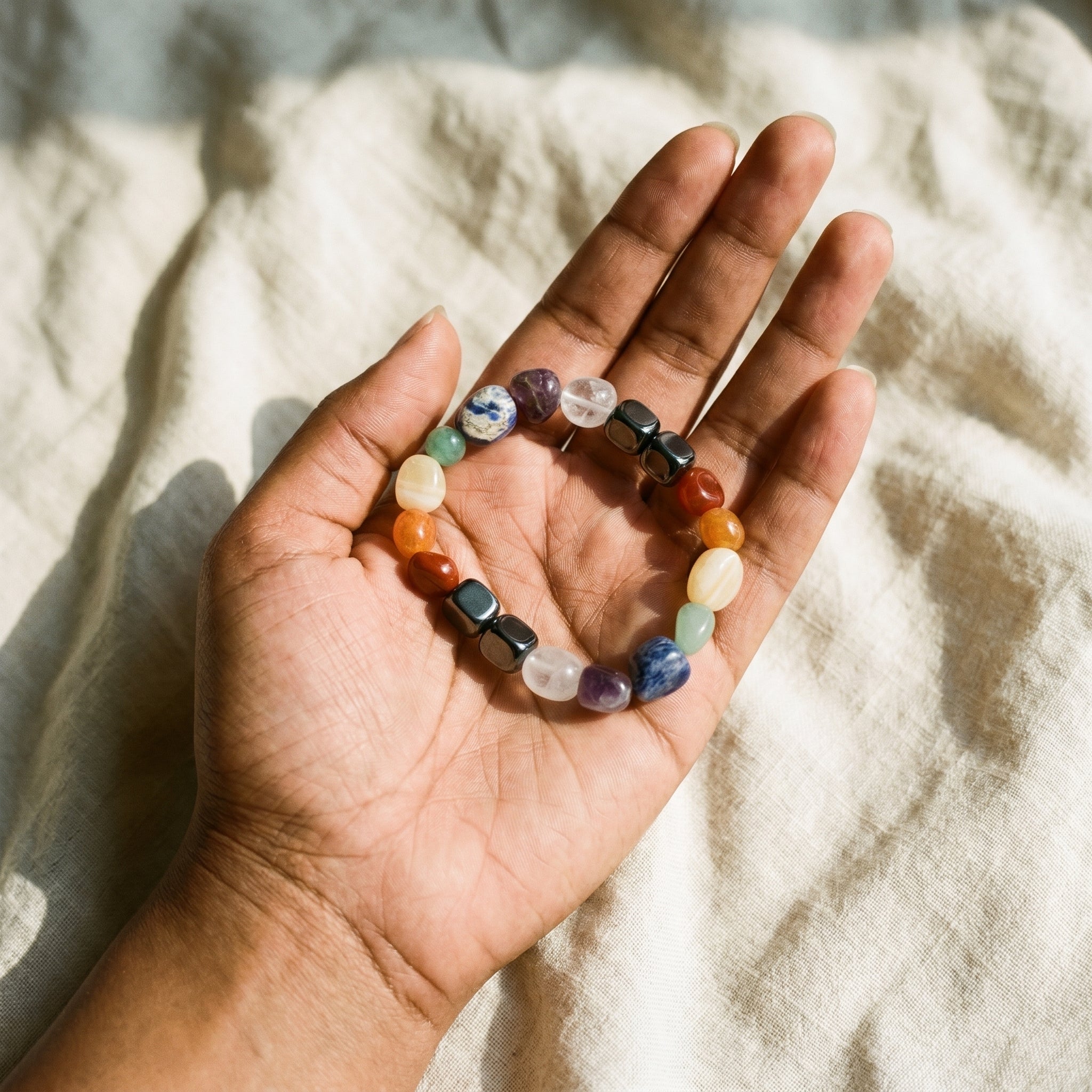 7 Chakra Tumbled Stone Bracelet