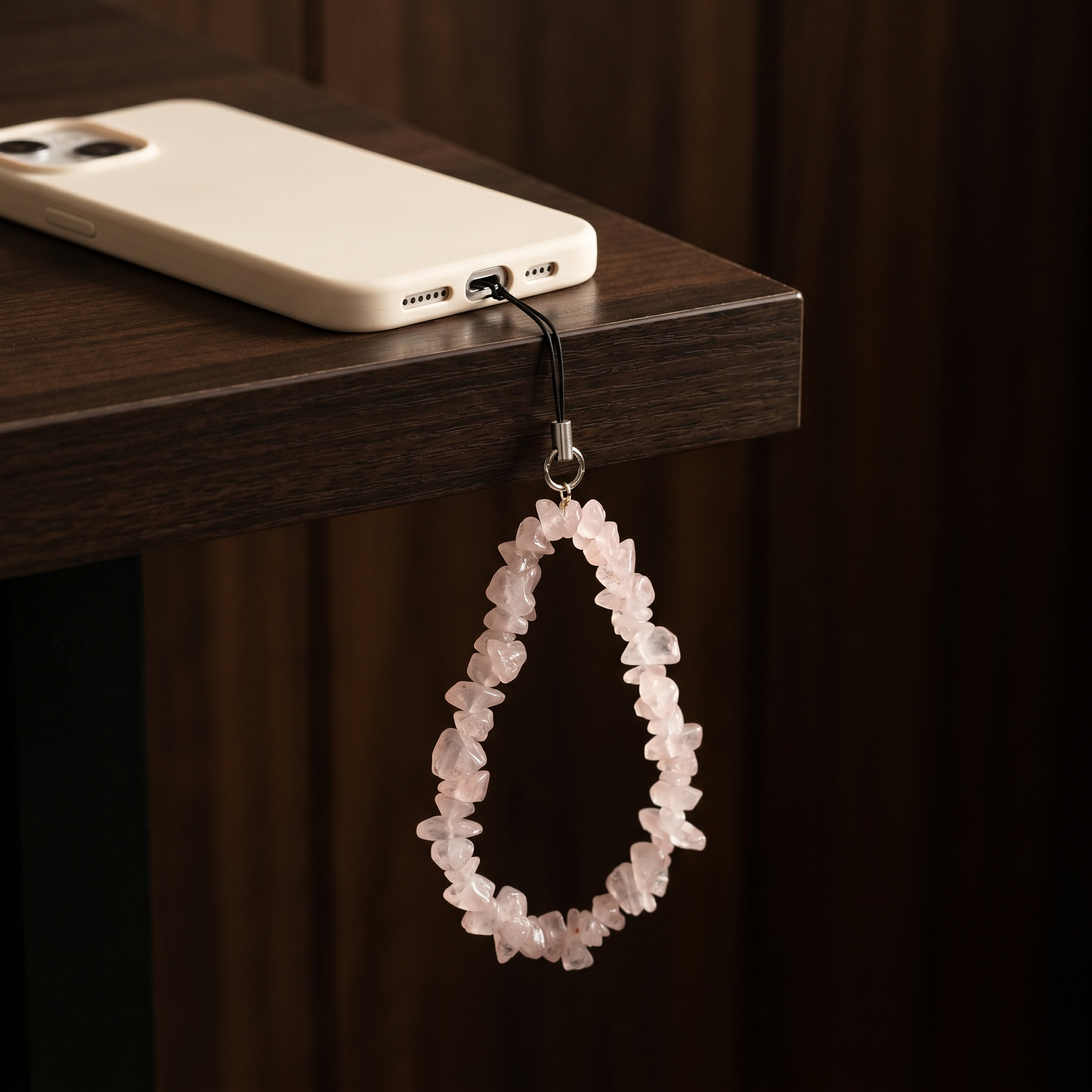 Rose Quartz Chip Phone Charm