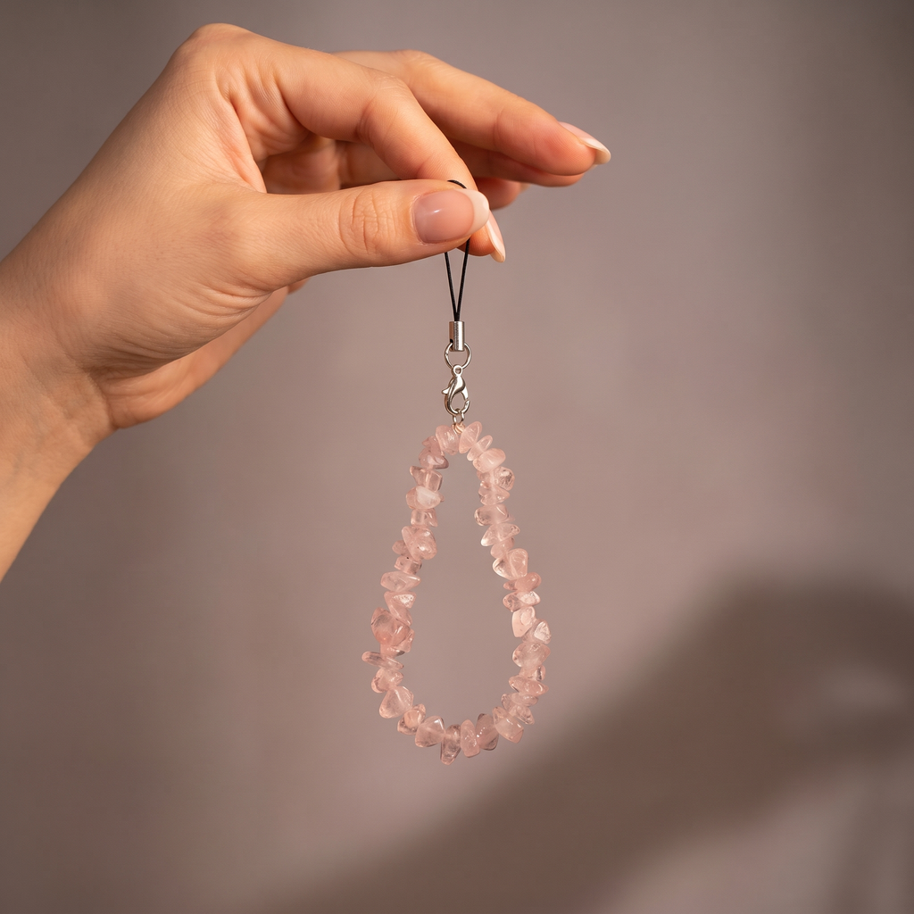 Rose Quartz Chip Phone Charm