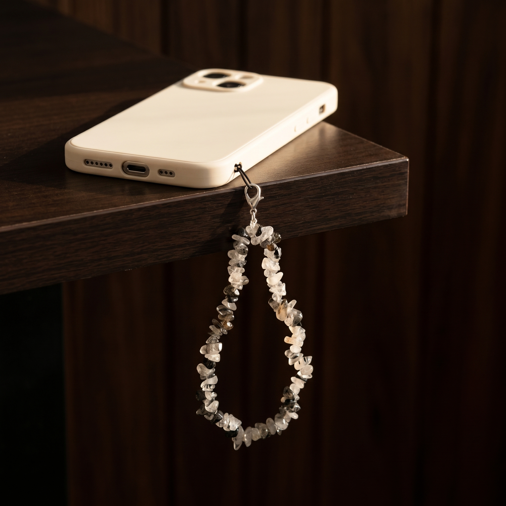 Black Rutile Chip Phone Charm