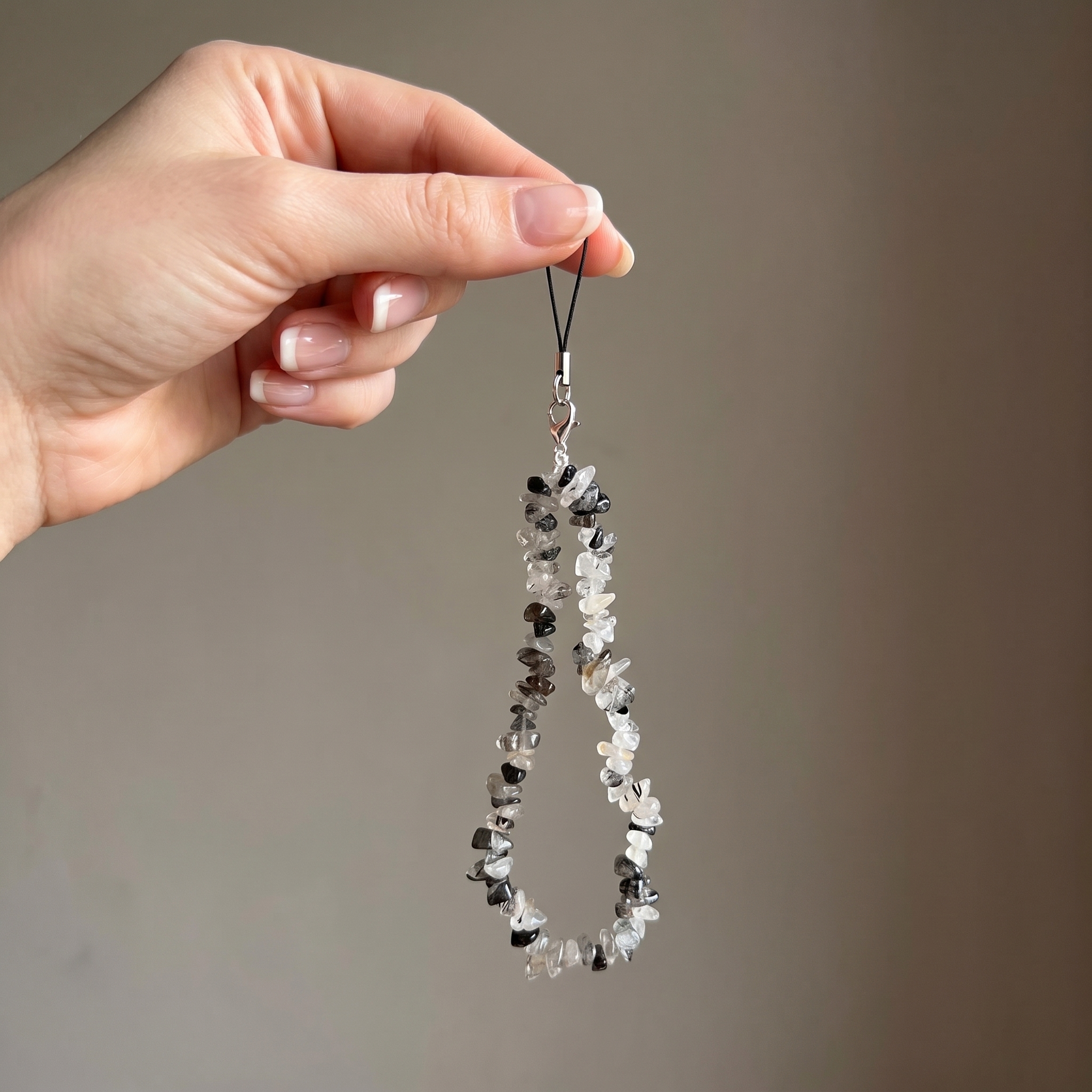 Black Rutile Chip Phone Charm