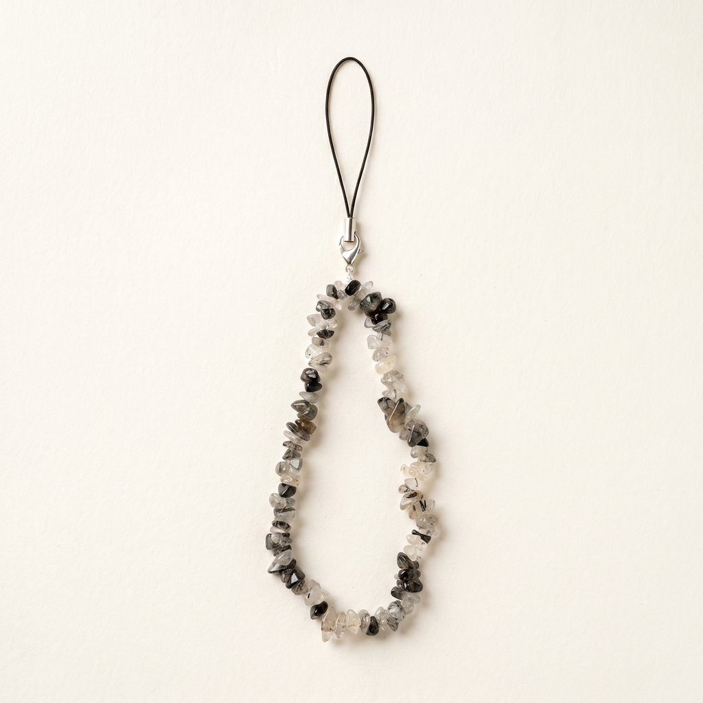 Black Rutile Chip Phone Charm