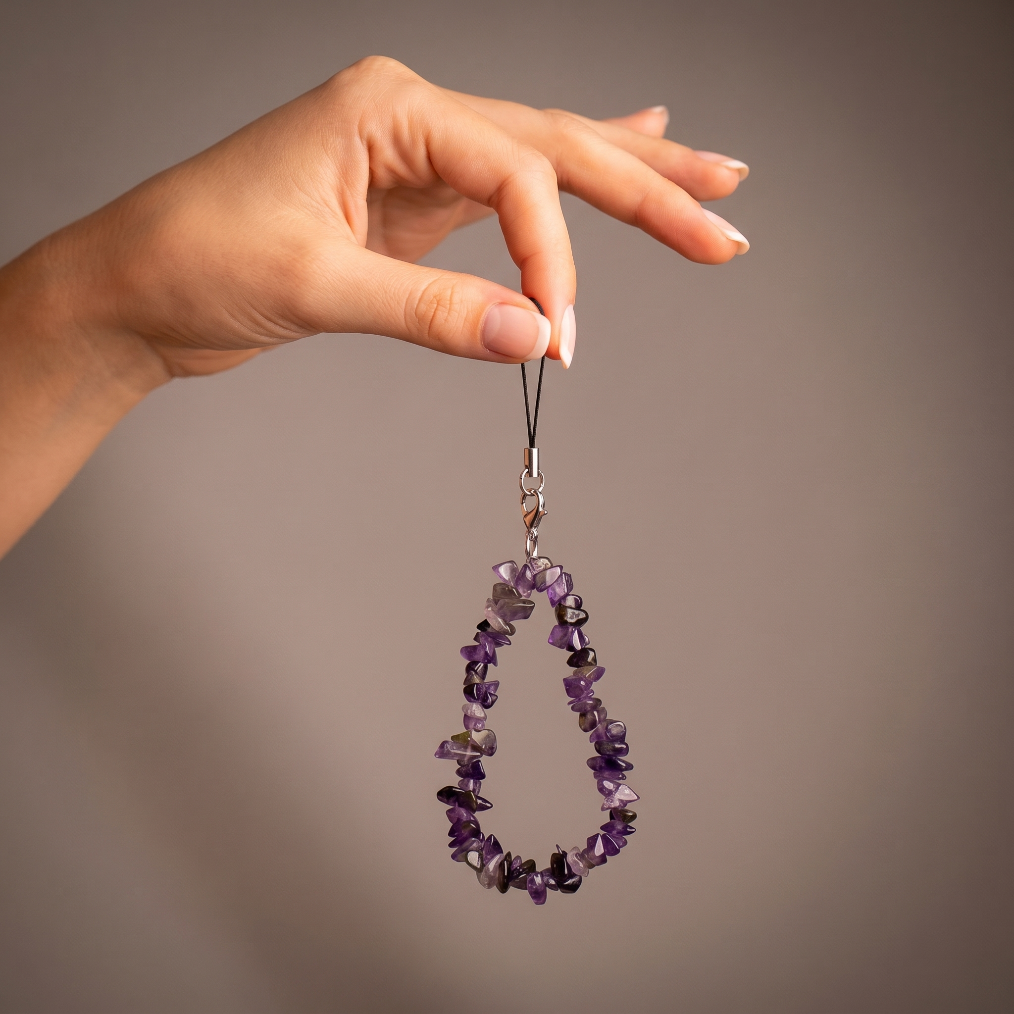 Amethyst Chip Stone Phone Charm