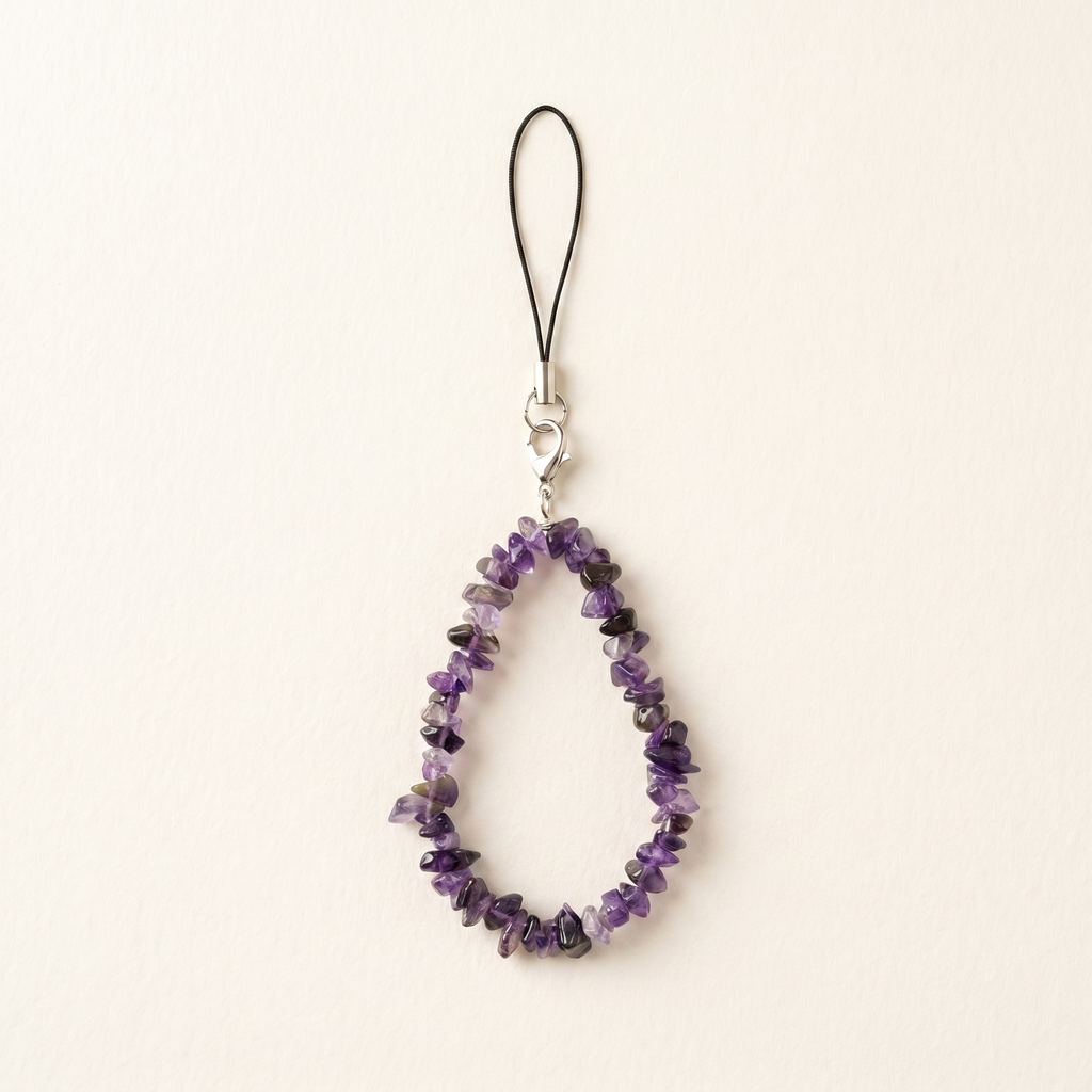 Amethyst Chip Stone Phone Charm