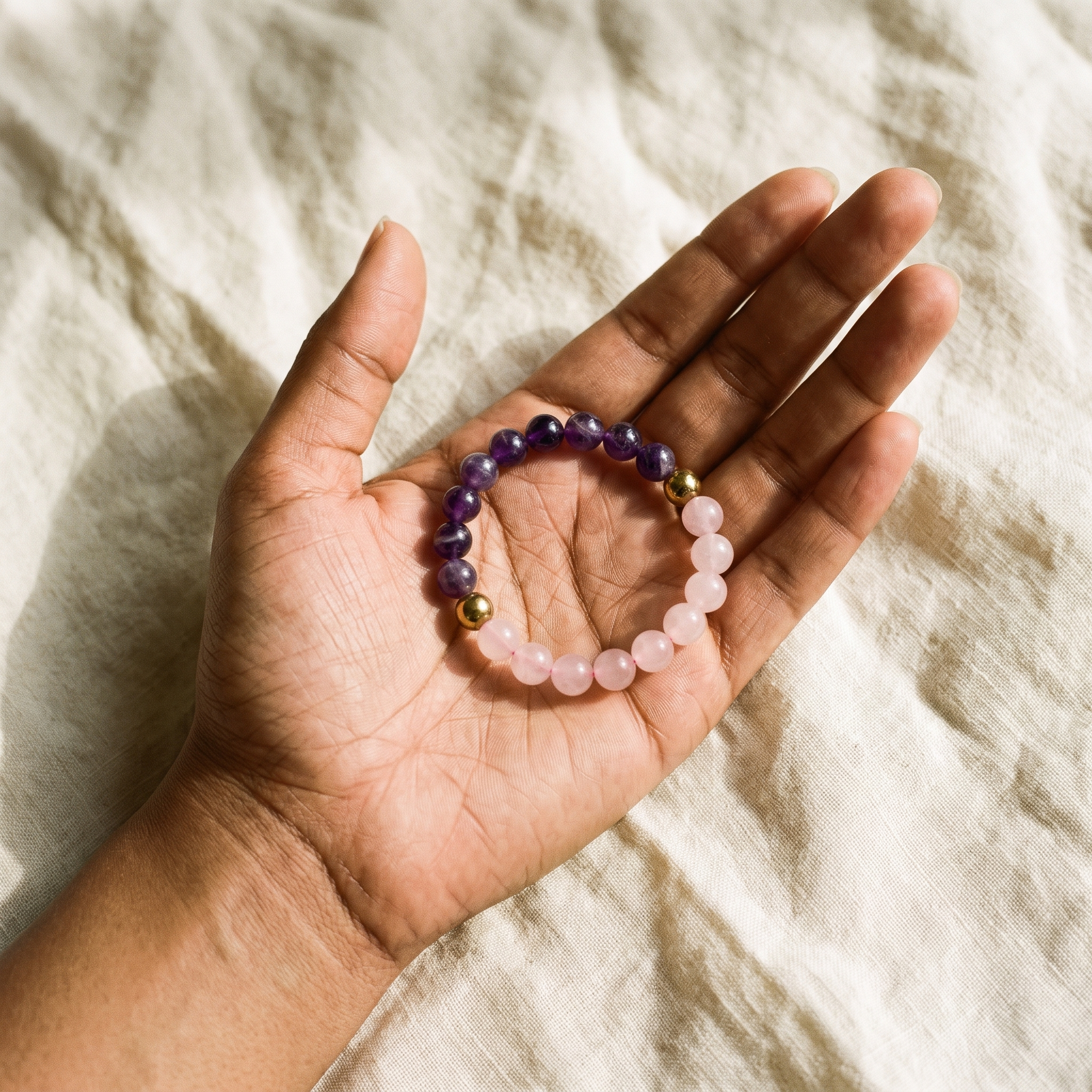 Amethyst + Rose Quartz Bracelet