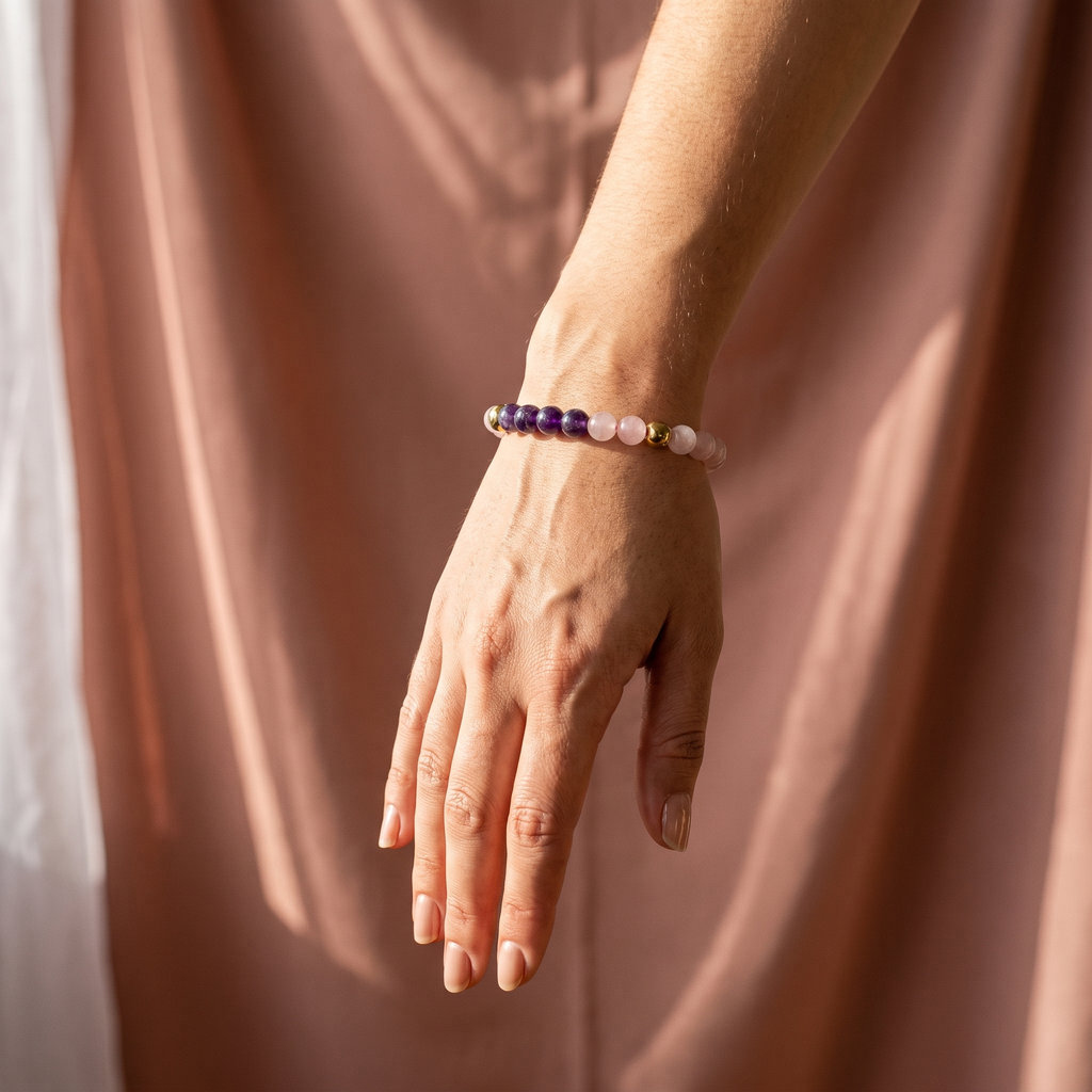 Amethyst + Rose Quartz Bracelet