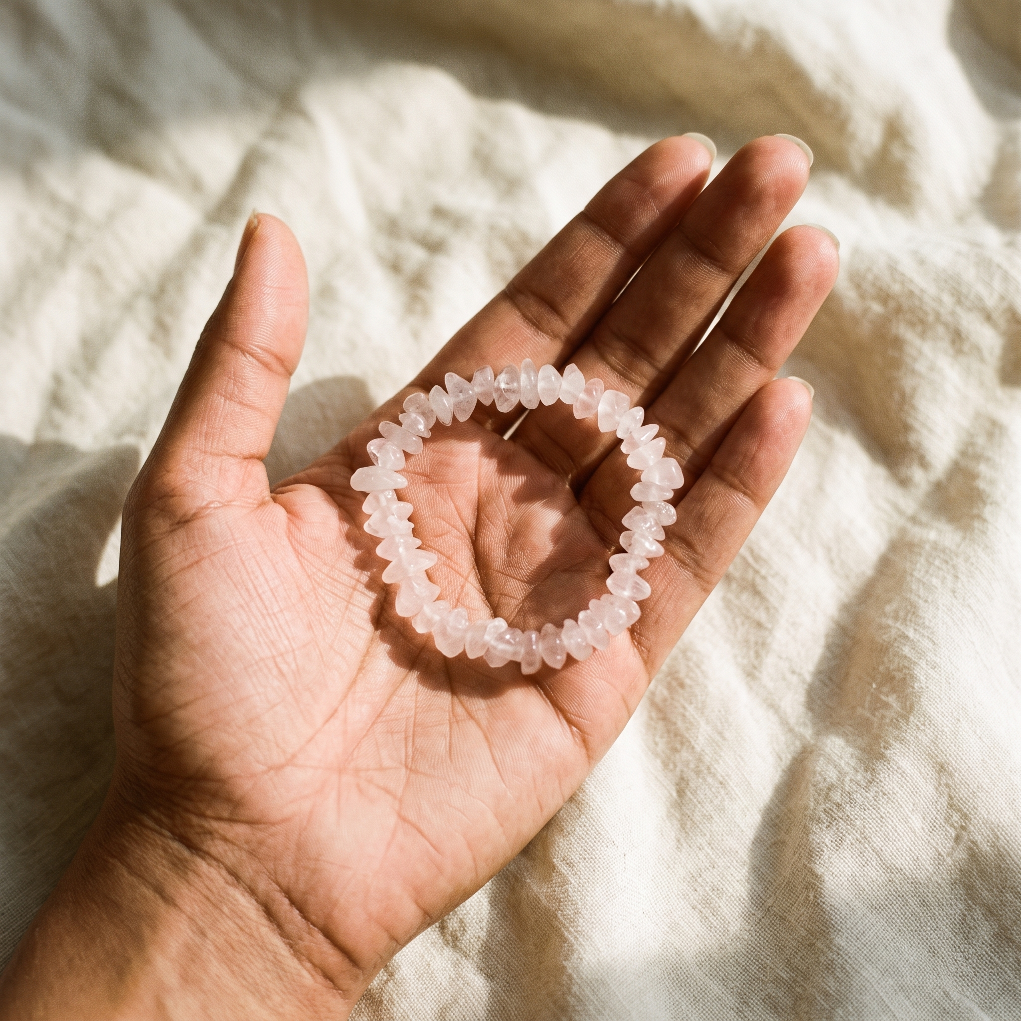 Rose Quartz Chip Stone Bracelet